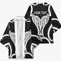 Aotearoa Atua Tangaroa Personalised Kimono God Of The Sea Maori Whale Tail Black