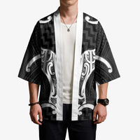 Aotearoa Atua Tangaroa Personalised Kimono God Of The Sea Maori Whale Tail Black