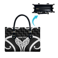 Aotearoa Atua Tangaroa Personalised Leather Bag God Of The Sea Maori Whale Tail Black