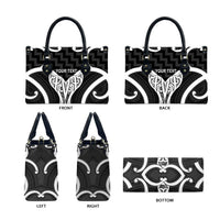 Aotearoa Atua Tangaroa Personalised Leather Bag God Of The Sea Maori Whale Tail Black