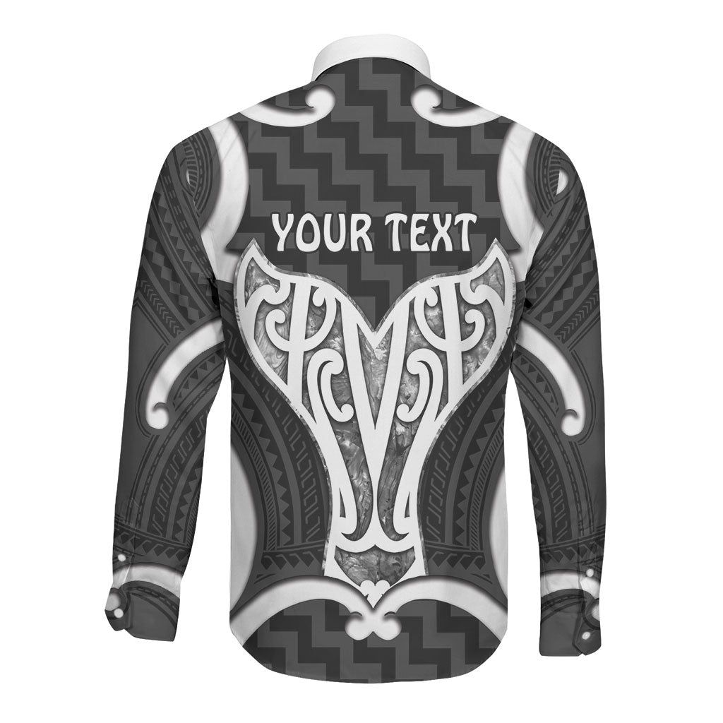 Aotearoa Atua Tangaroa Personalised Long Sleeve Button Shirt God Of The Sea Maori Whale Tail Black