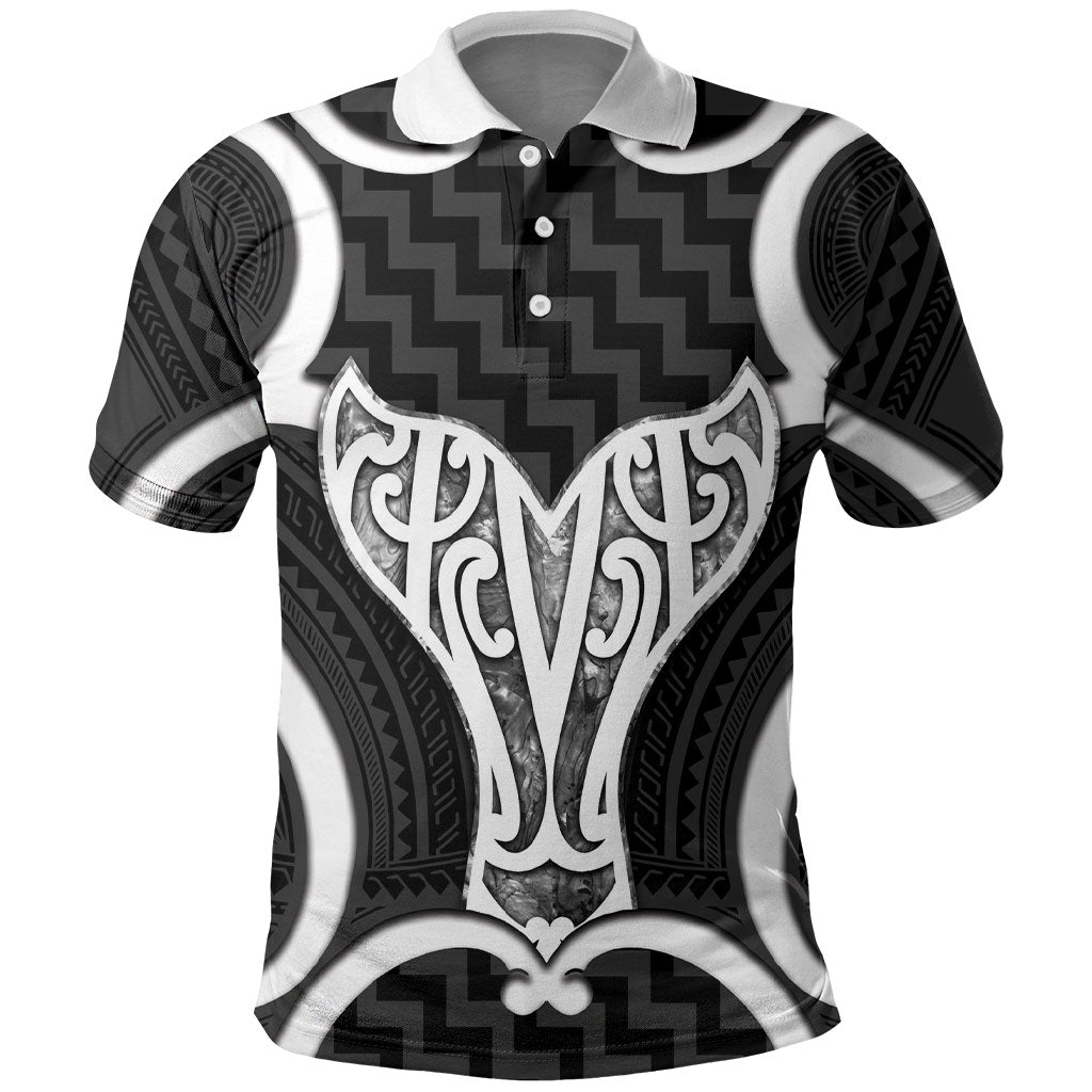 Aotearoa Atua Tangaroa Personalised Polo Shirt God Of The Sea Maori Whale Tail Black