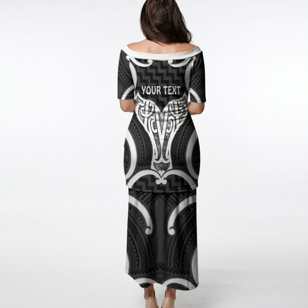 Aotearoa Atua Tangaroa Personalised Puletasi God Of The Sea Maori Whale Tail Black