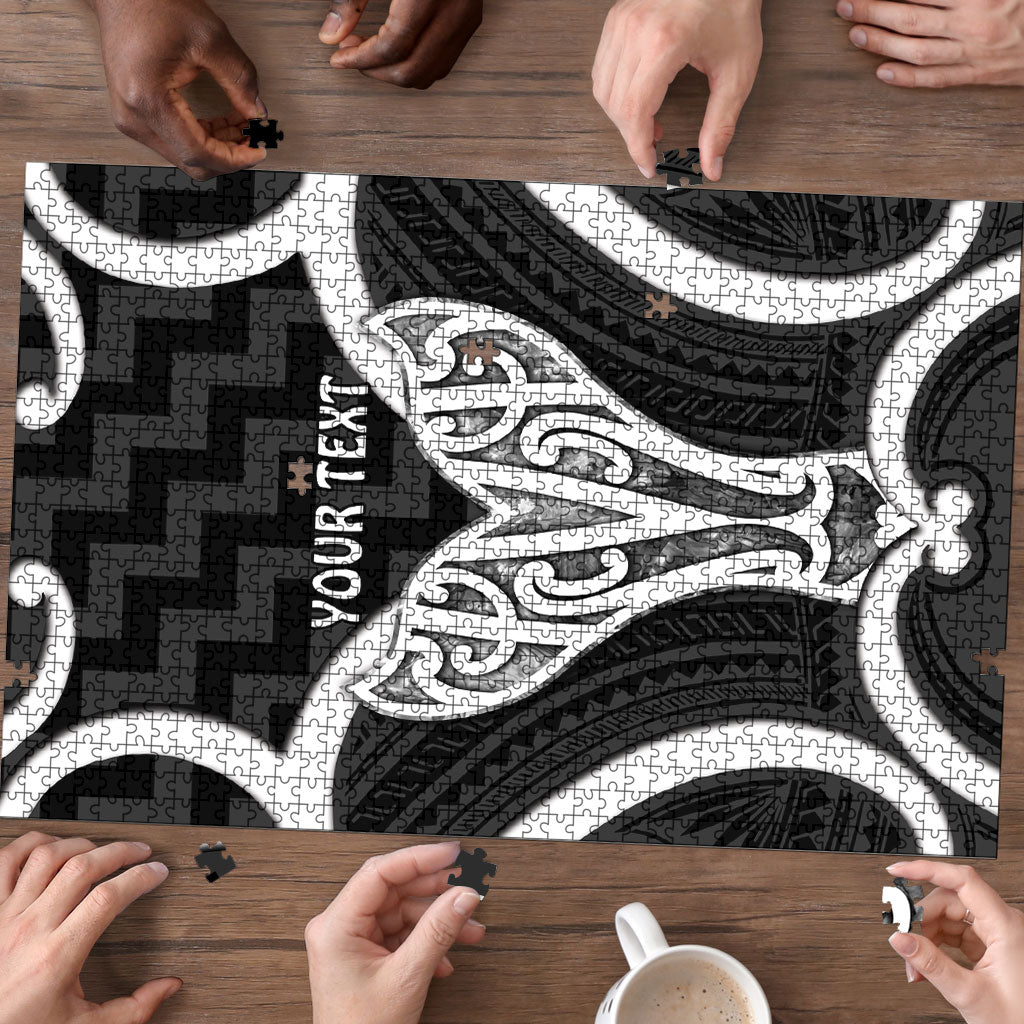 Aotearoa Atua Tangaroa Personalised Puzzle God Of The Sea Maori Whale Tail Black