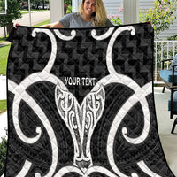 Aotearoa Atua Tangaroa Personalised Quilt God Of The Sea Maori Whale Tail Black