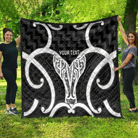 Aotearoa Atua Tangaroa Personalised Quilt God Of The Sea Maori Whale Tail Black