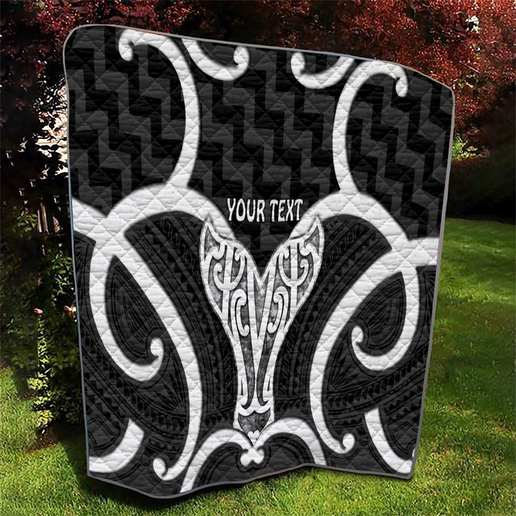 Aotearoa Atua Tangaroa Personalised Quilt God Of The Sea Maori Whale Tail Black