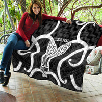 Aotearoa Atua Tangaroa Personalised Quilt God Of The Sea Maori Whale Tail Black