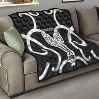 Aotearoa Atua Tangaroa Personalised Quilt God Of The Sea Maori Whale Tail Black