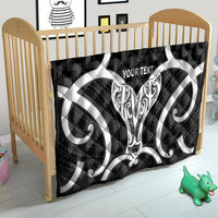 Aotearoa Atua Tangaroa Personalised Quilt God Of The Sea Maori Whale Tail Black