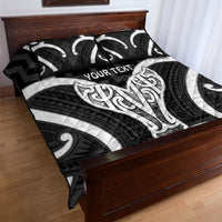 Aotearoa Atua Tangaroa Personalised Quilt Bed Set God Of The Sea Maori Whale Tail Black