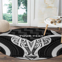 Aotearoa Atua Tangaroa Personalised Round Carpet God Of The Sea Maori Whale Tail Black