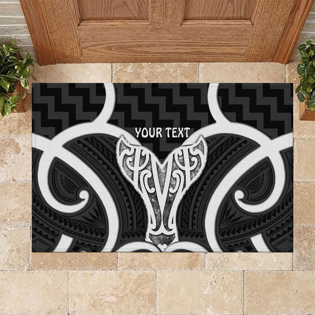 Aotearoa Atua Tangaroa Personalised Rubber Doormat God Of The Sea Maori Whale Tail Black