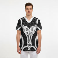 Aotearoa Atua Tangaroa Personalised Scrub Top God Of The Sea Maori Whale Tail Black