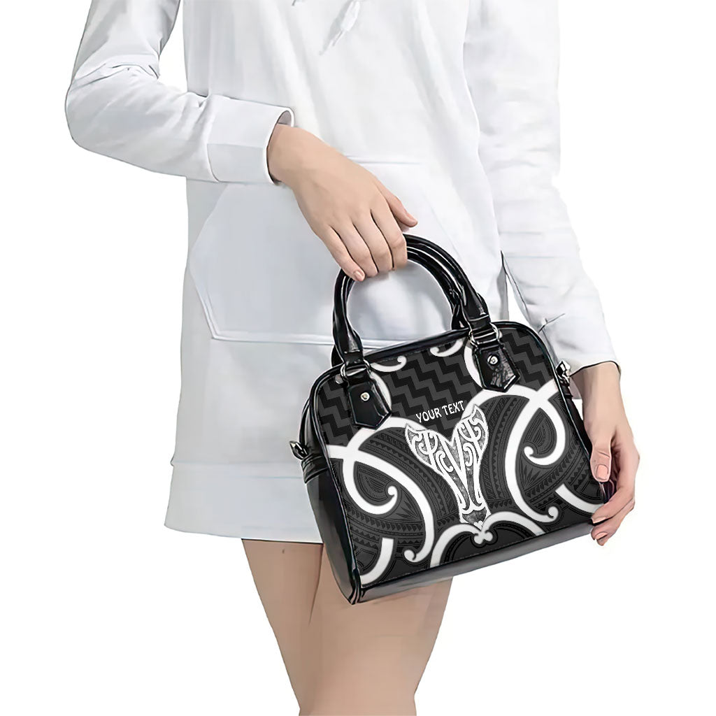 Aotearoa Atua Tangaroa Personalised Shoulder Handbag God Of The Sea Maori Whale Tail Black