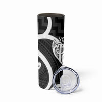 Aotearoa Atua Tangaroa Personalised Skinny Tumbler God Of The Sea Maori Whale Tail Black