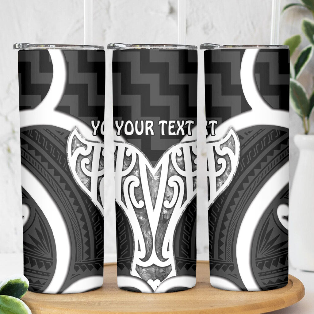 Aotearoa Atua Tangaroa Personalised Skinny Tumbler God Of The Sea Maori Whale Tail Black