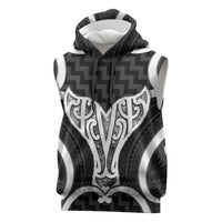 Aotearoa Atua Tangaroa Personalised Sleeveless Hoodie God Of The Sea Maori Whale Tail Black