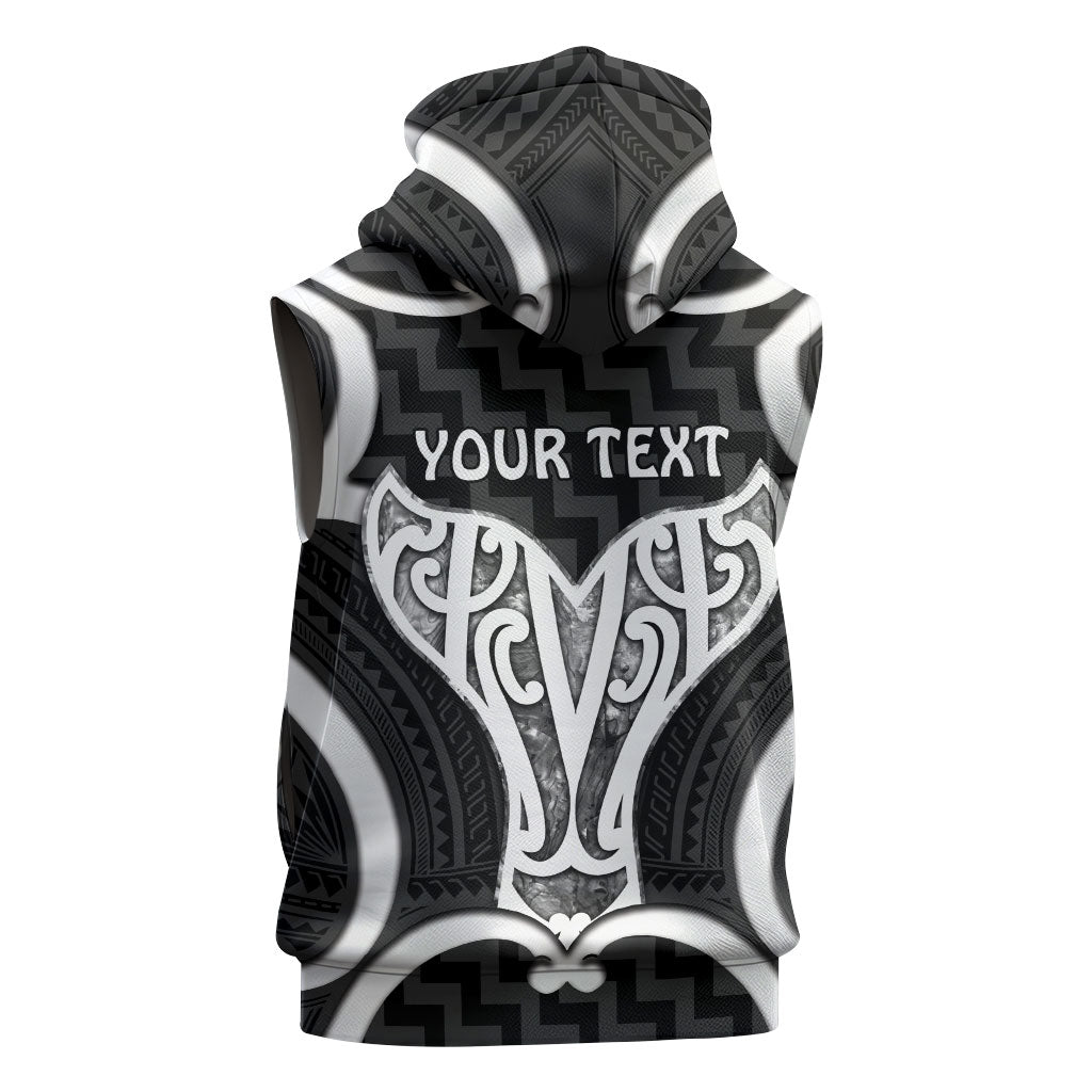 Aotearoa Atua Tangaroa Personalised Sleeveless Hoodie God Of The Sea Maori Whale Tail Black