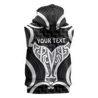 Aotearoa Atua Tangaroa Personalised Sleeveless Hoodie God Of The Sea Maori Whale Tail Black