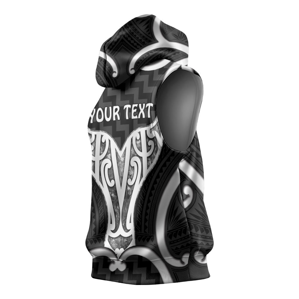 Aotearoa Atua Tangaroa Personalised Sleeveless Hoodie God Of The Sea Maori Whale Tail Black