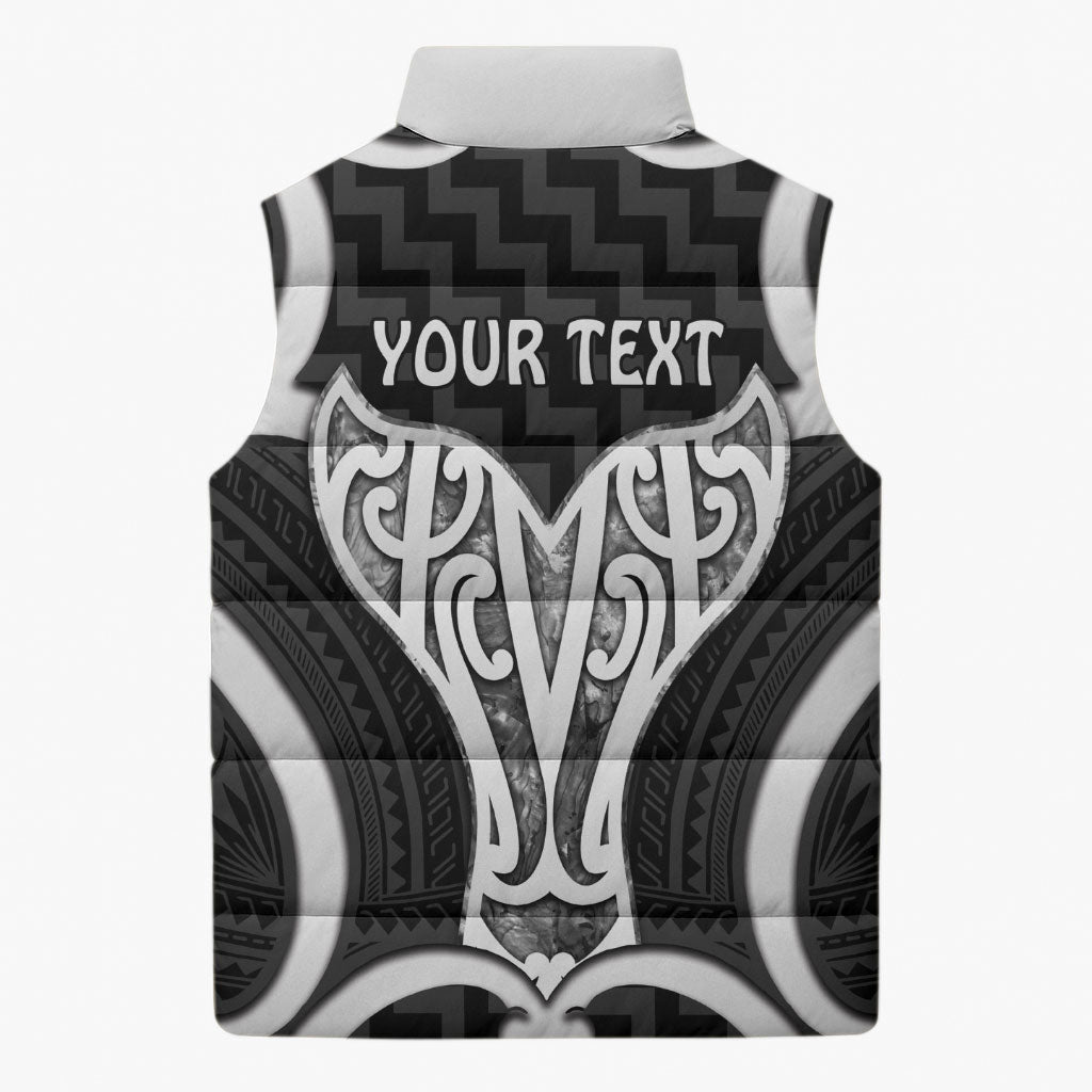 Aotearoa Atua Tangaroa Personalised Sleeveless Puffer Jacket God Of The Sea Maori Whale Tail Black