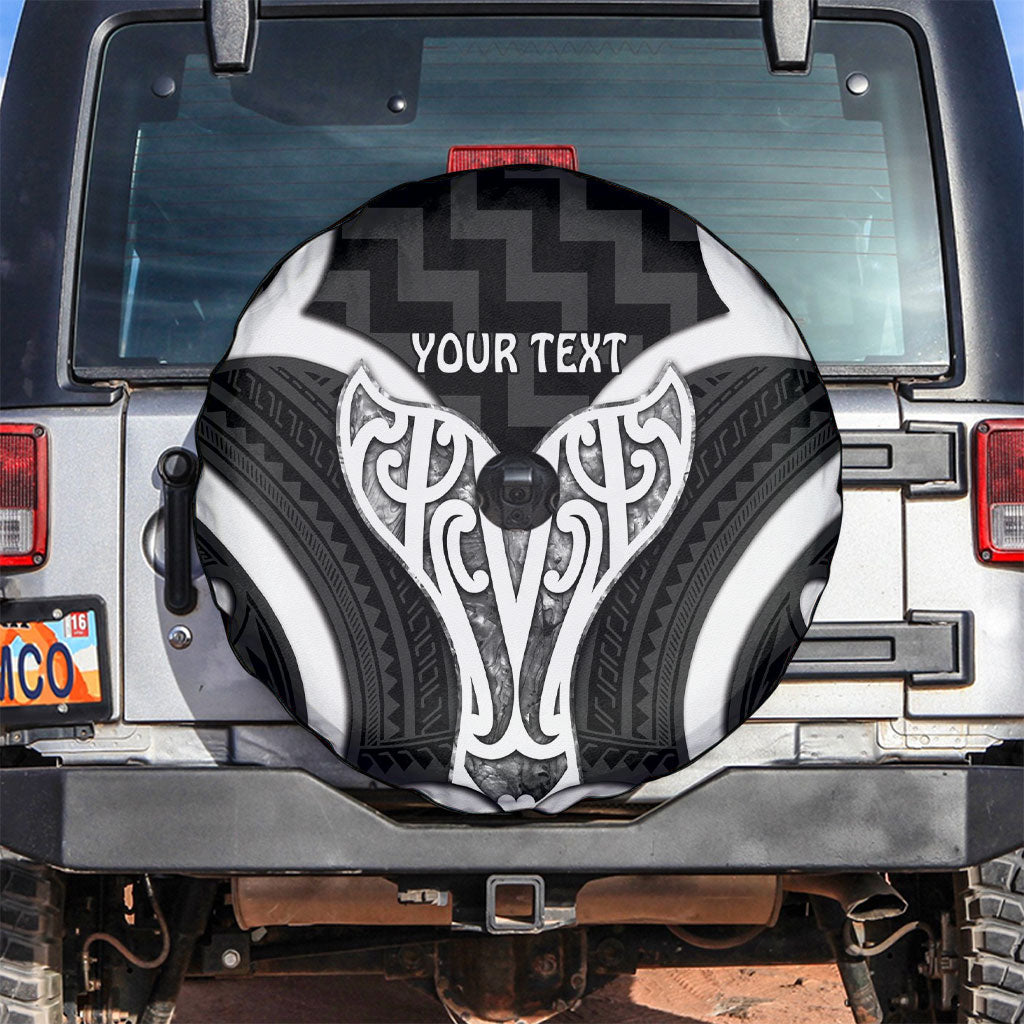Aotearoa Atua Tangaroa Personalised Spare Tire Cover God Of The Sea Maori Whale Tail Black