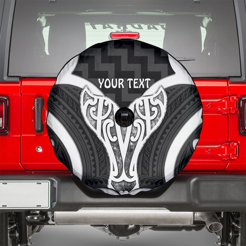 Aotearoa Atua Tangaroa Personalised Spare Tire Cover God Of The Sea Maori Whale Tail Black