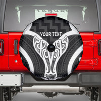 Aotearoa Atua Tangaroa Personalised Spare Tire Cover God Of The Sea Maori Whale Tail Black