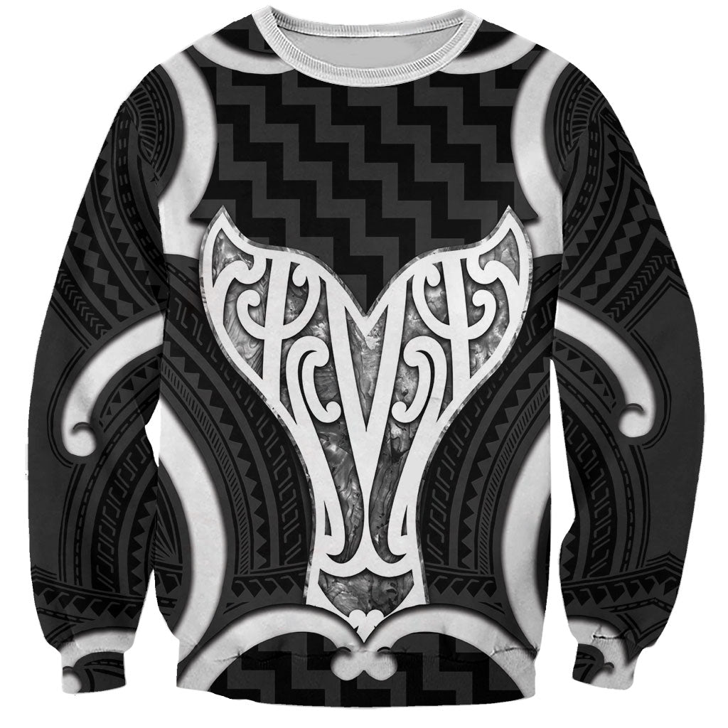 Aotearoa Atua Tangaroa Personalised Sweatshirt God Of The Sea Maori Whale Tail Black