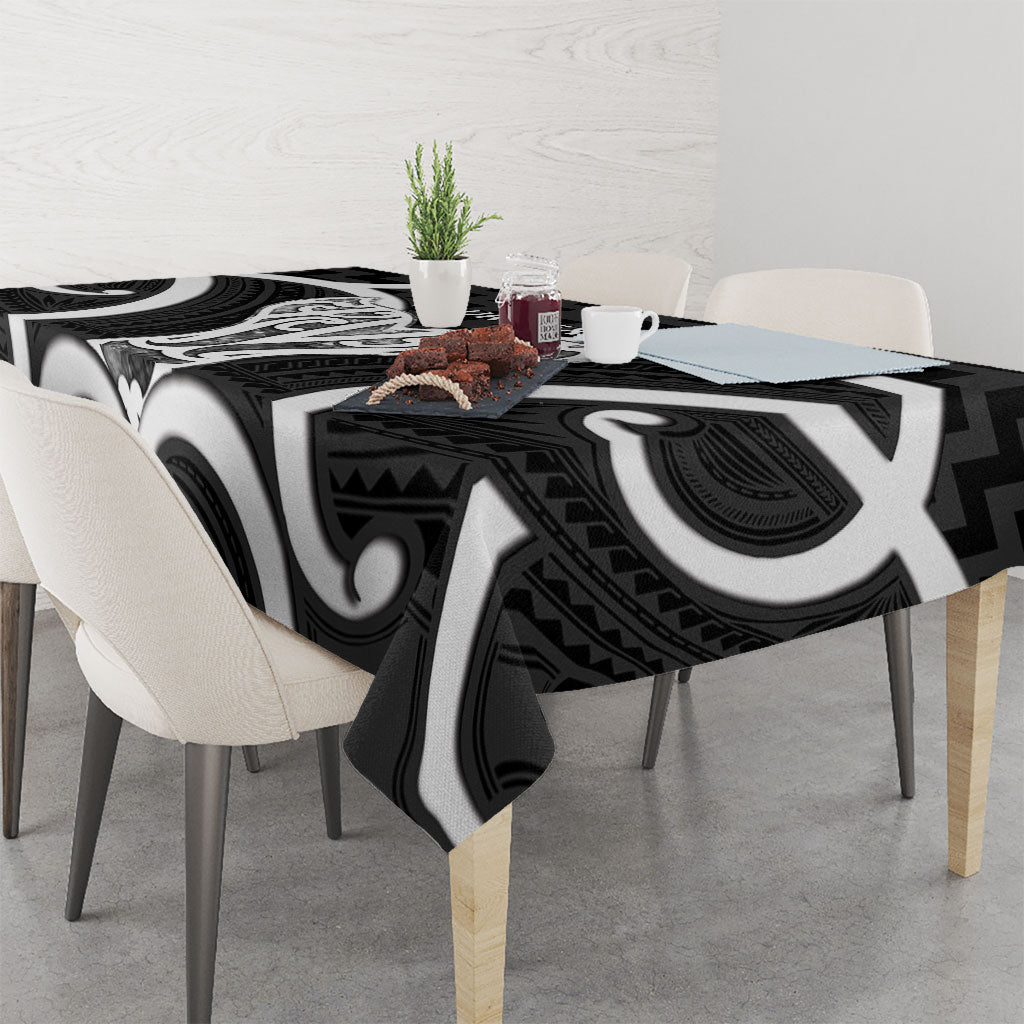 Aotearoa Atua Tangaroa Personalised Tablecloth God Of The Sea Maori Whale Tail Black