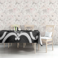 Aotearoa Atua Tangaroa Personalised Tablecloth God Of The Sea Maori Whale Tail Black
