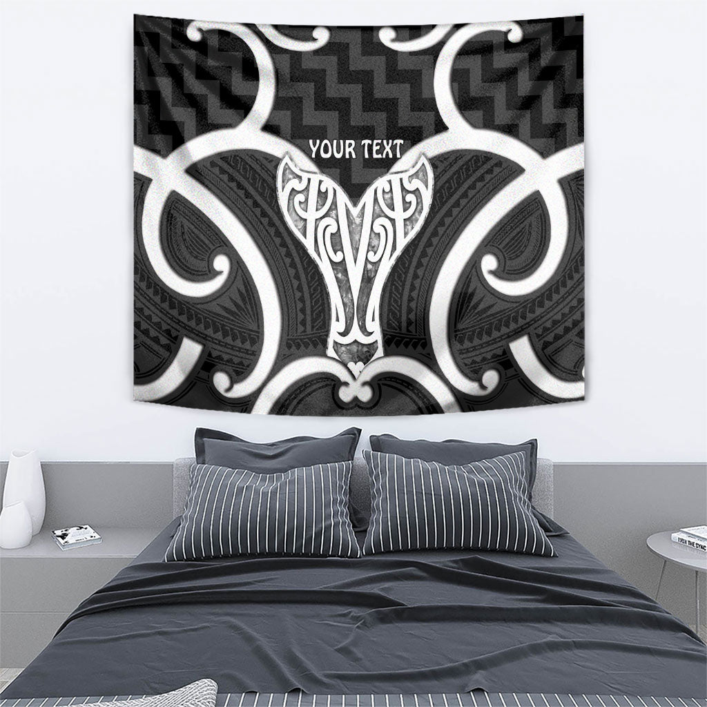 Aotearoa Atua Tangaroa Personalised Tapestry God Of The Sea Maori Whale Tail Black