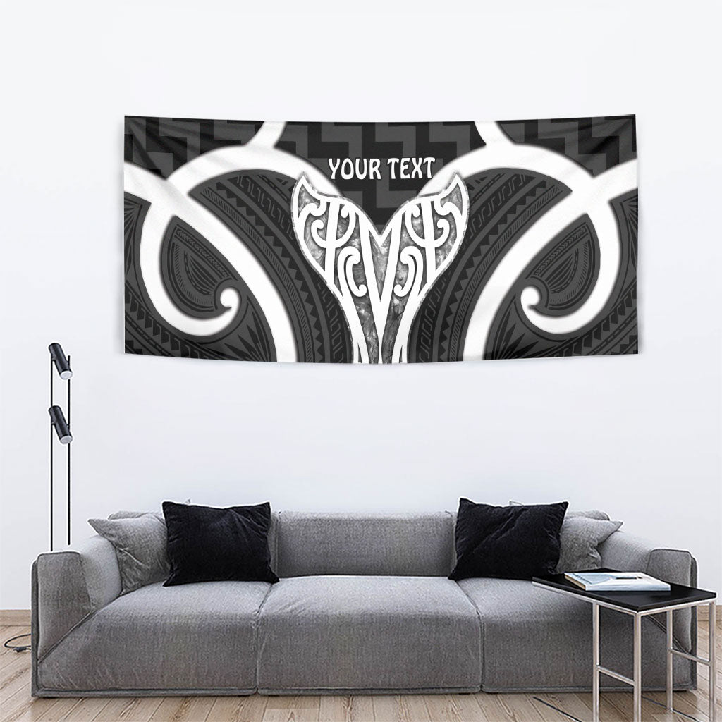 Aotearoa Atua Tangaroa Personalised Tapestry God Of The Sea Maori Whale Tail Black