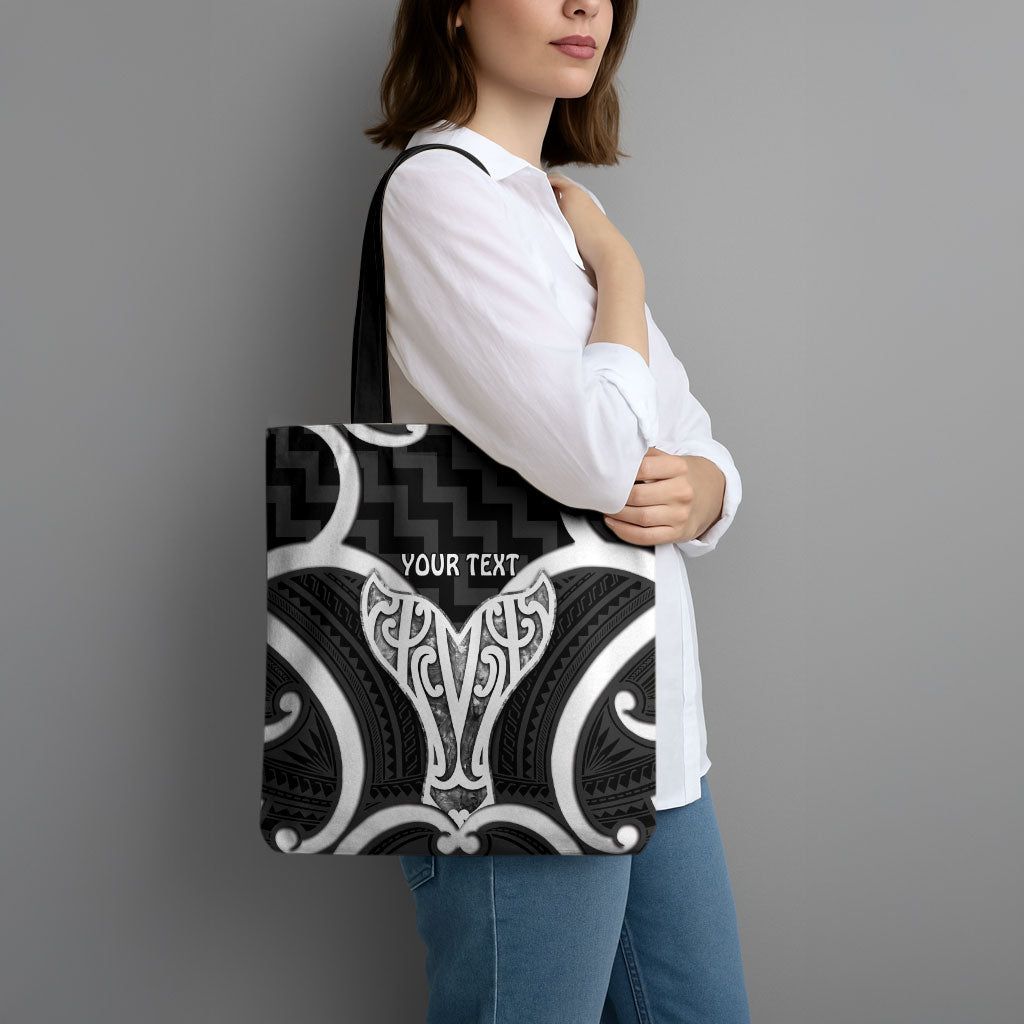 Aotearoa Atua Tangaroa Personalised Tote Bag God Of The Sea Maori Whale Tail Black