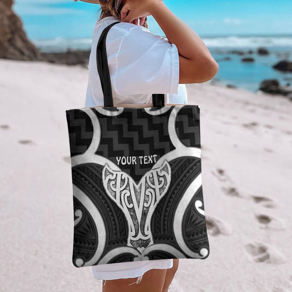 Aotearoa Atua Tangaroa Personalised Tote Bag God Of The Sea Maori Whale Tail Black