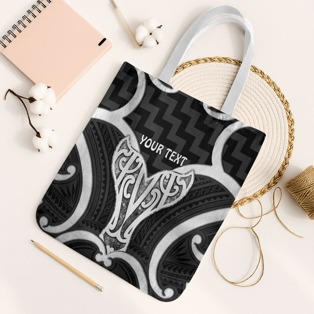 Aotearoa Atua Tangaroa Personalised Tote Bag God Of The Sea Maori Whale Tail Black