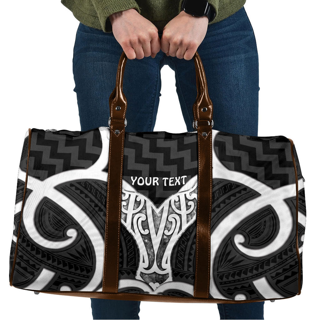 Aotearoa Atua Tangaroa Personalised Travel Bag God Of The Sea Maori Whale Tail Black