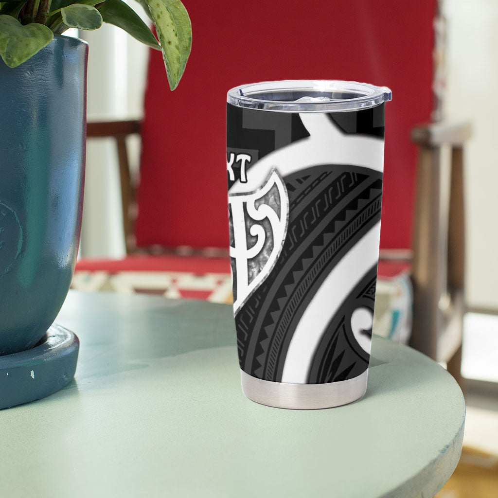Aotearoa Atua Tangaroa Personalised Tumbler Cup God Of The Sea Maori Whale Tail Black
