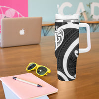 Aotearoa Atua Tangaroa Personalised Tumbler With Handle God Of The Sea Maori Whale Tail Black