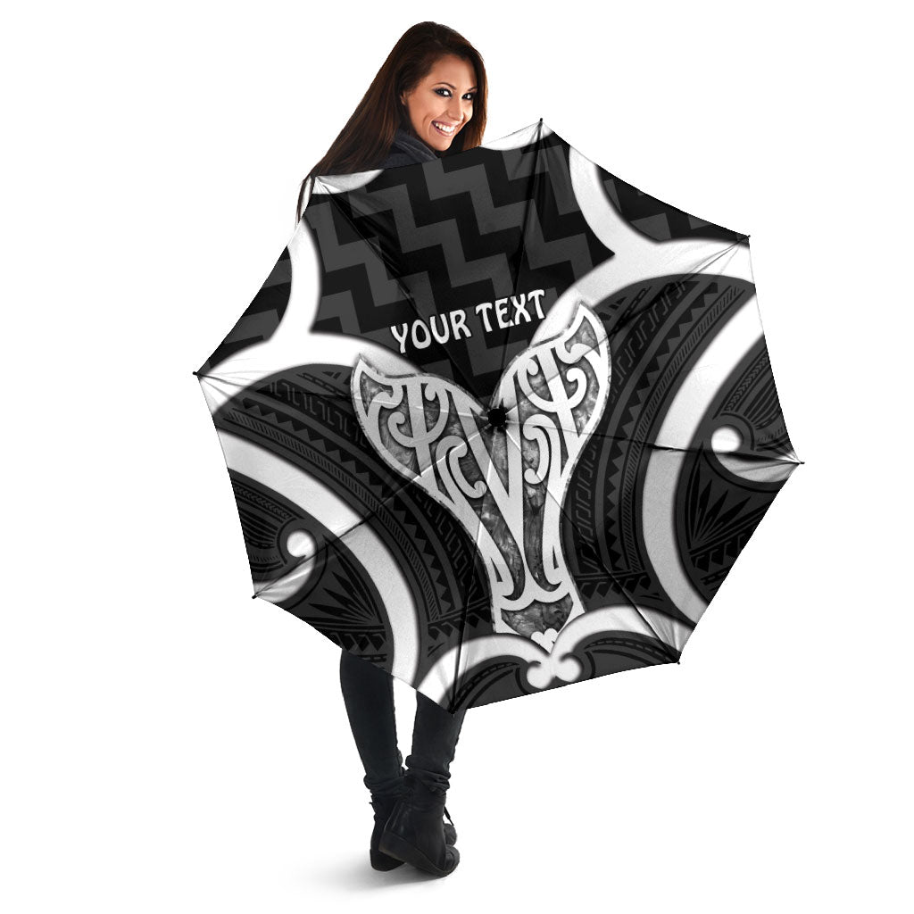 Aotearoa Atua Tangaroa Personalised Umbrella God Of The Sea Maori Whale Tail Black