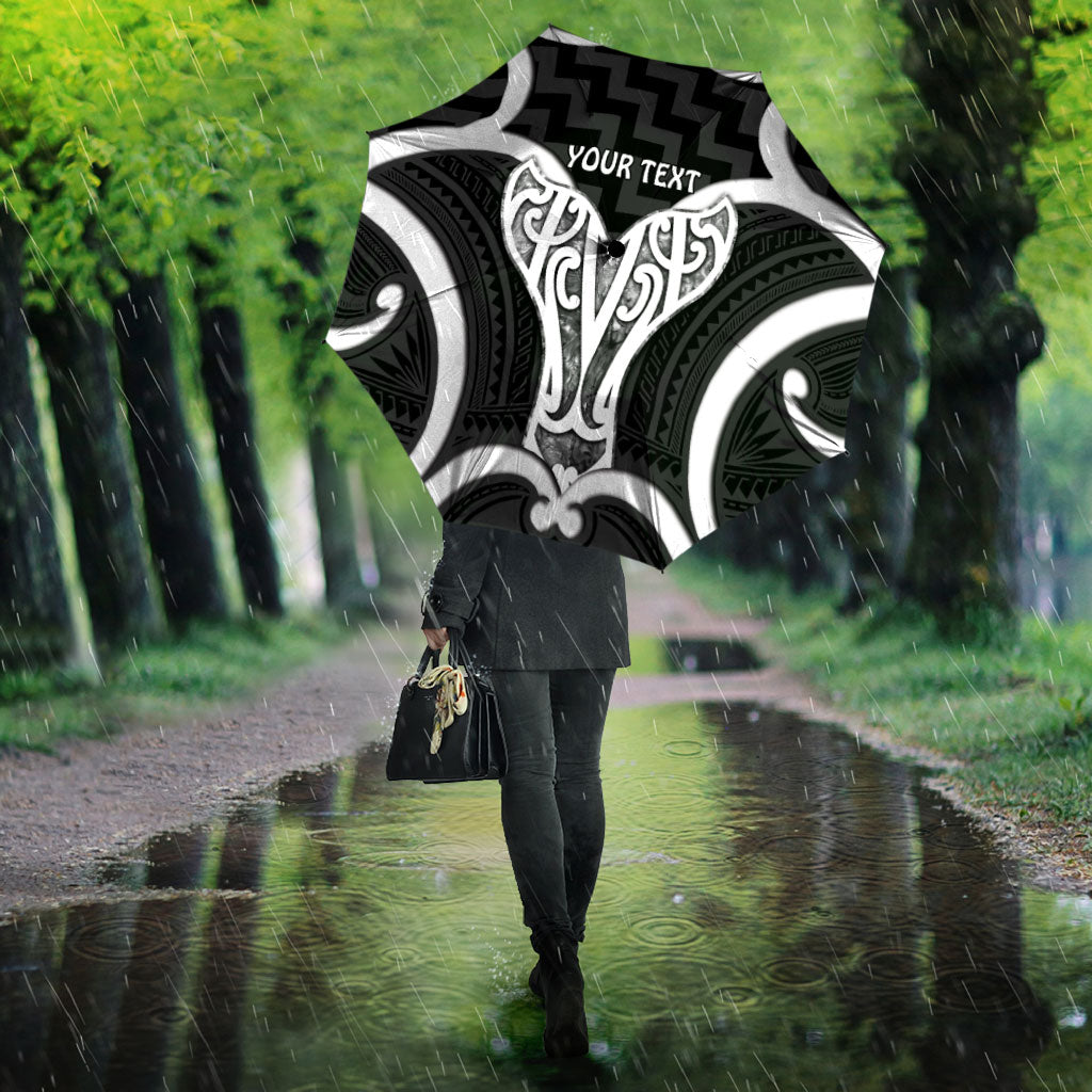 Aotearoa Atua Tangaroa Personalised Umbrella God Of The Sea Maori Whale Tail Black