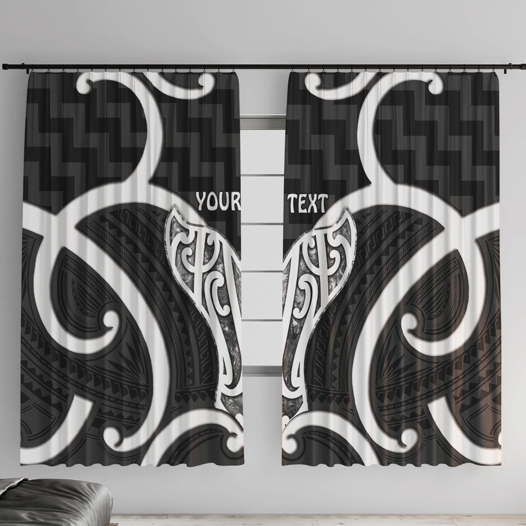 Aotearoa Atua Tangaroa Personalised Window Curtain God Of The Sea Maori Whale Tail Black