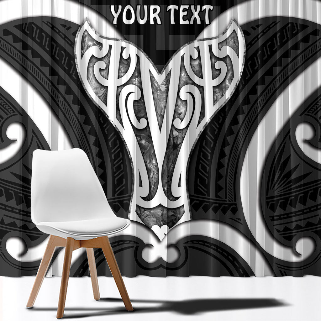 Aotearoa Atua Tangaroa Personalised Window Curtain God Of The Sea Maori Whale Tail Black