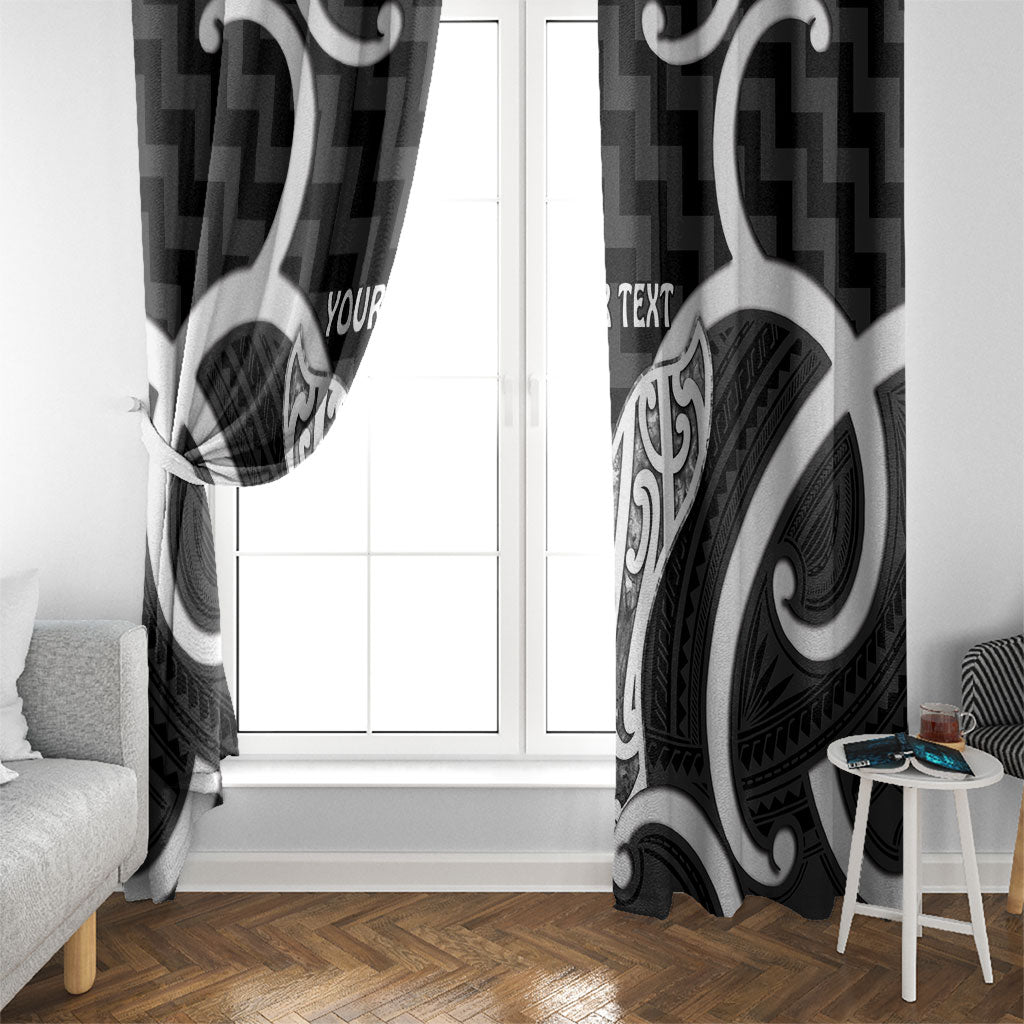 Aotearoa Atua Tangaroa Personalised Window Curtain God Of The Sea Maori Whale Tail Black