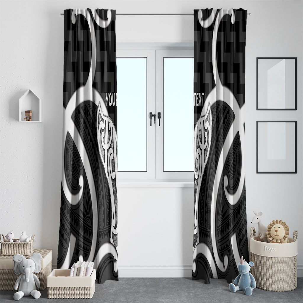 Aotearoa Atua Tangaroa Personalised Window Curtain God Of The Sea Maori Whale Tail Black