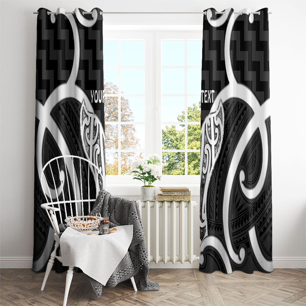 Aotearoa Atua Tangaroa Personalised Window Curtain God Of The Sea Maori Whale Tail Black