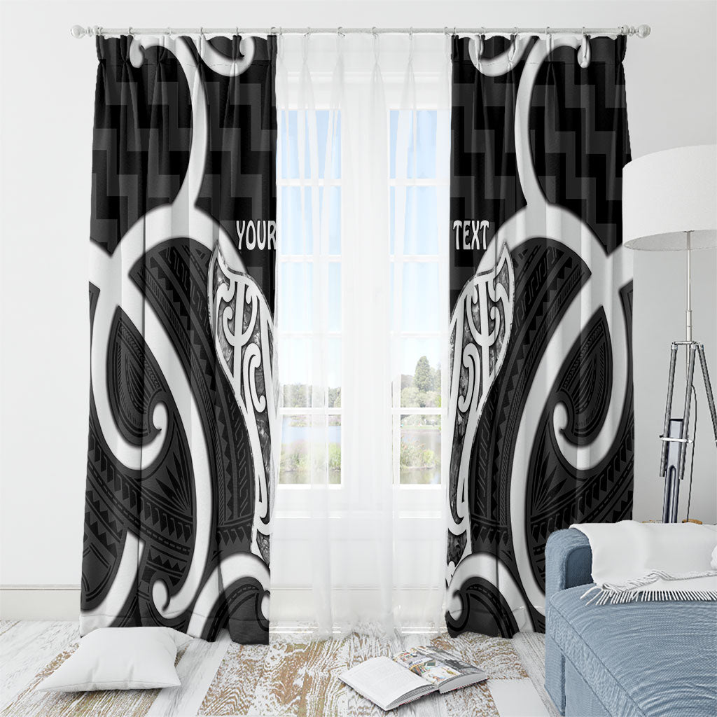 Aotearoa Atua Tangaroa Personalised Window Curtain God Of The Sea Maori Whale Tail Black