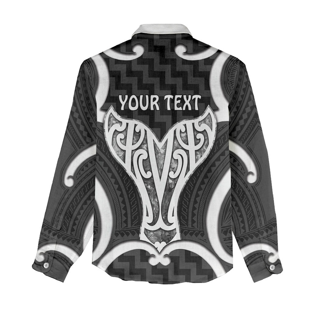 Aotearoa Atua Tangaroa Personalised Women Casual Shirt God Of The Sea Maori Whale Tail Black