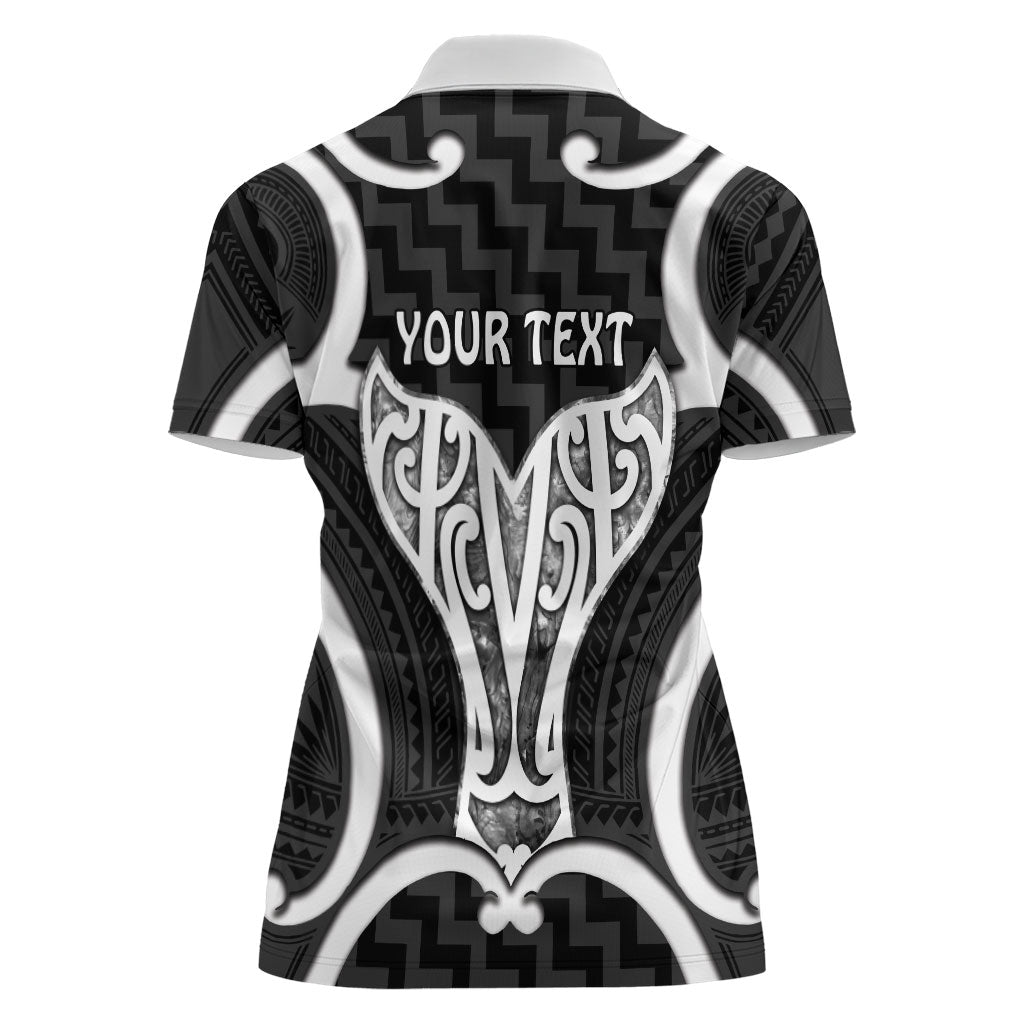 Aotearoa Atua Tangaroa Personalised Women Polo Shirt God Of The Sea Maori Whale Tail Black